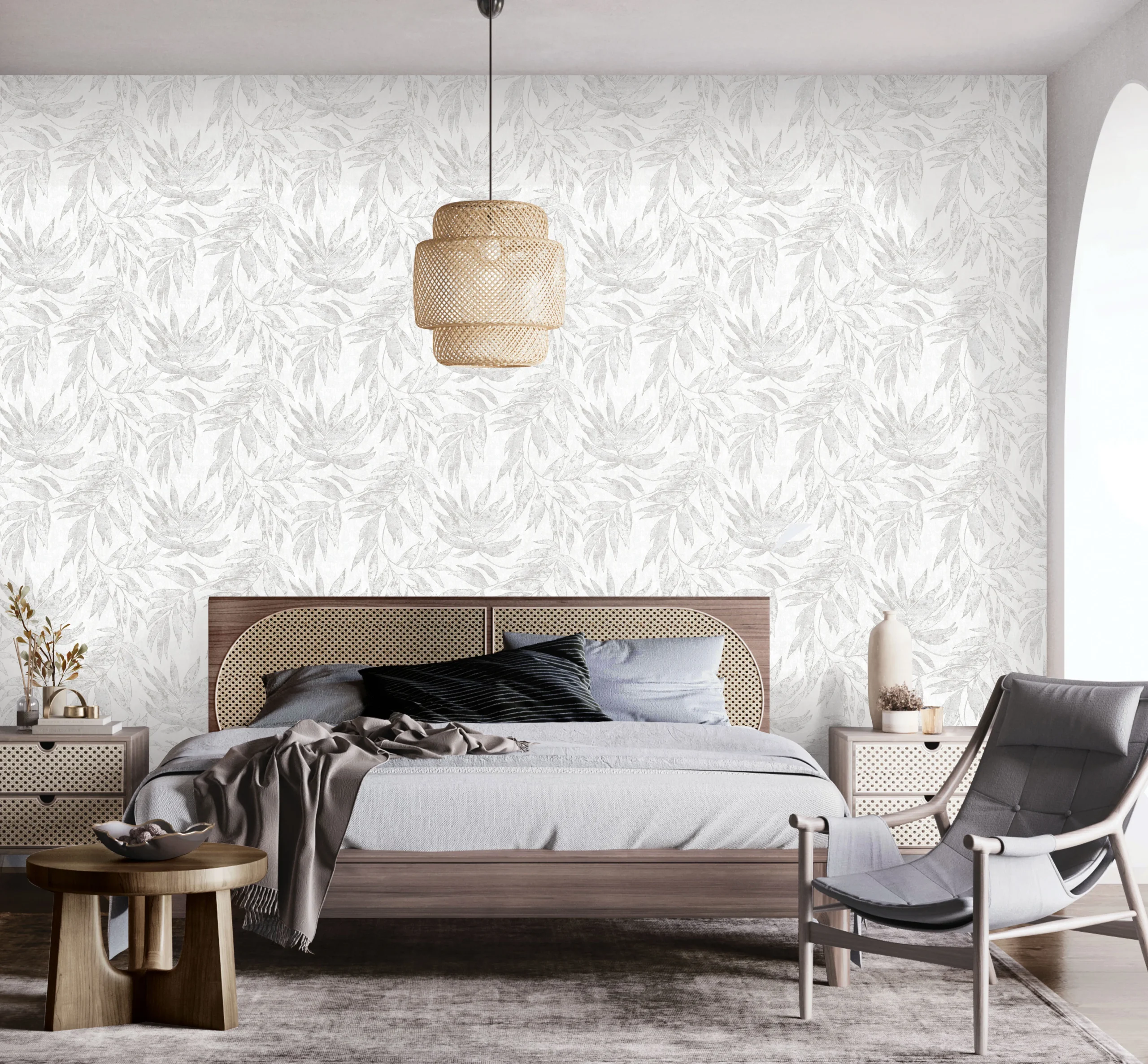 Gray Embossed Wallpaper – Natural Charm (24208-1)